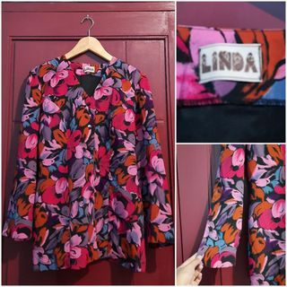 LINDA blouse  # atasan wanita floral motif bunga  busui kemeja bahan halus adem tebal hijab kerja ngantor kantor v1ntage 10070