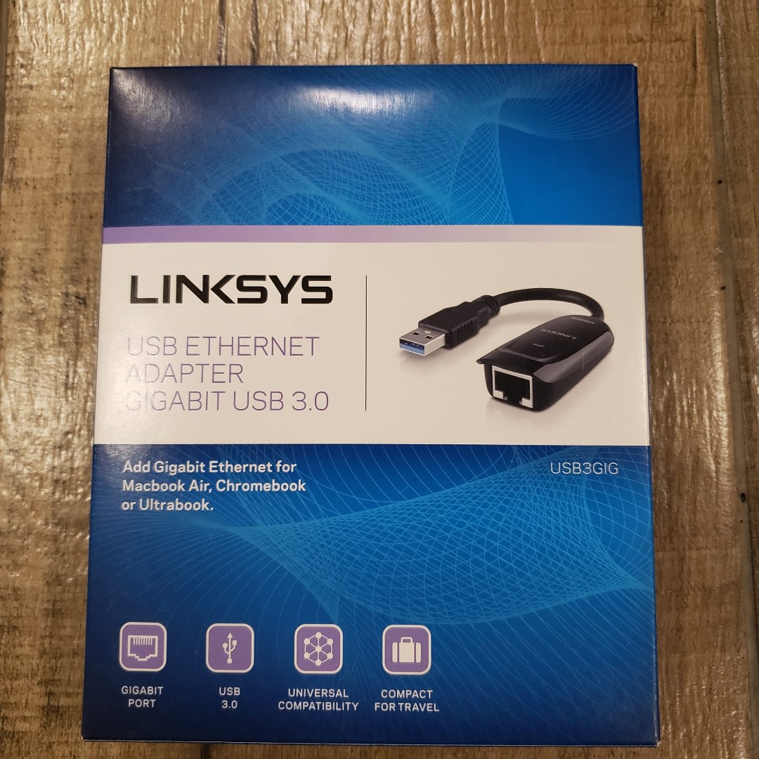 Linksys USB Adapter Gigabit USB 3.0, 電腦＆科技, 電腦周邊及配件, 電腦線、轉接線及