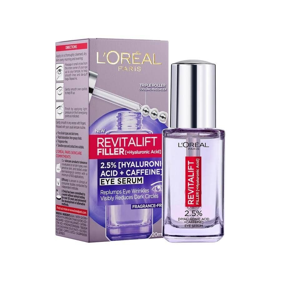 LOREAL Eye Serum Triple Roller Hyaluronic Acid, Kesehatan & Kecantikan