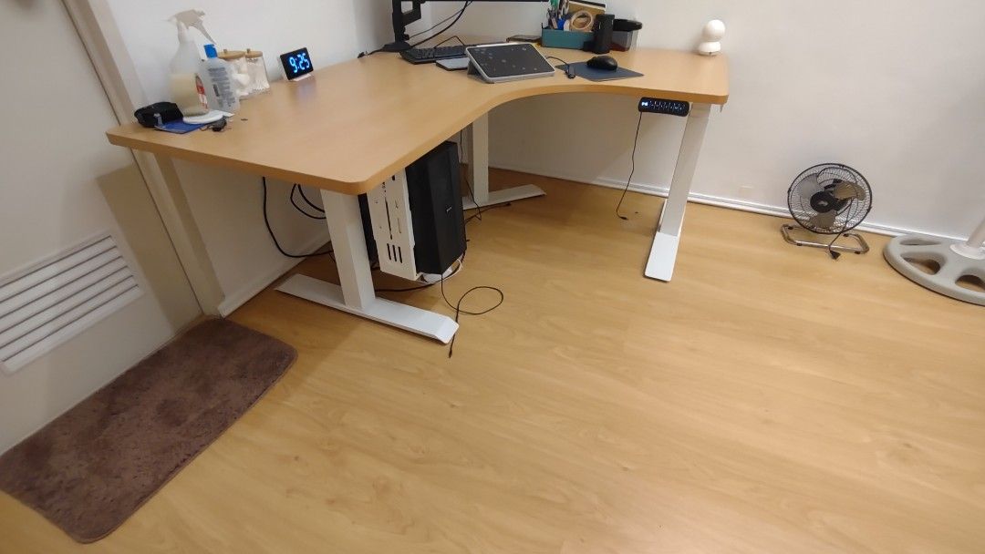 L-Shaped Height Adjustable Table, Furniture & Home Living, Office