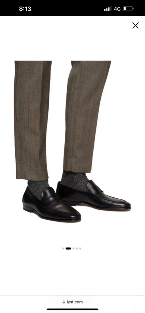 Black Apron Toe Leather Penny Loafers 