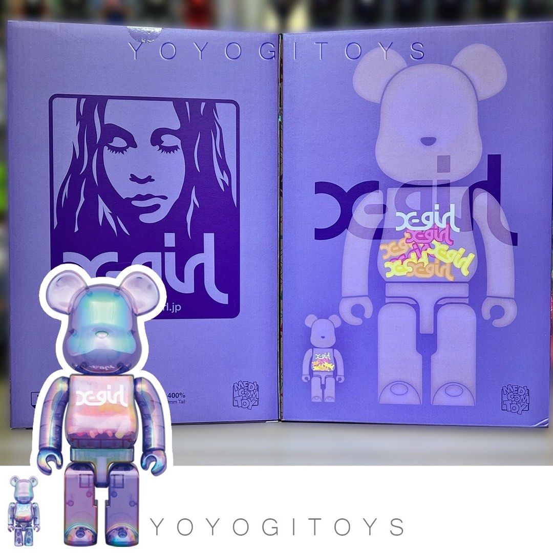 無瑕疵Display only) MEDICOM BE@RBRICK X-girl CLEAR PURPLE 100