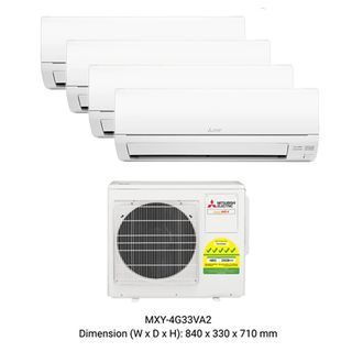 Mitsubishi System 4 Aircon MXY-4H33VG / 3XMSXY-FP10VG / 1XMSXYFP24VG  3 x 9000 BTU 1 x 24000 BTU