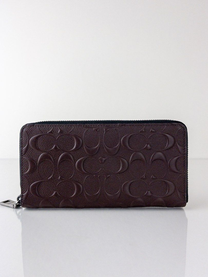 NEW COACH F58113 ACCORDION LONG ZIP WALLET DEBOSSED (MAHOGANY