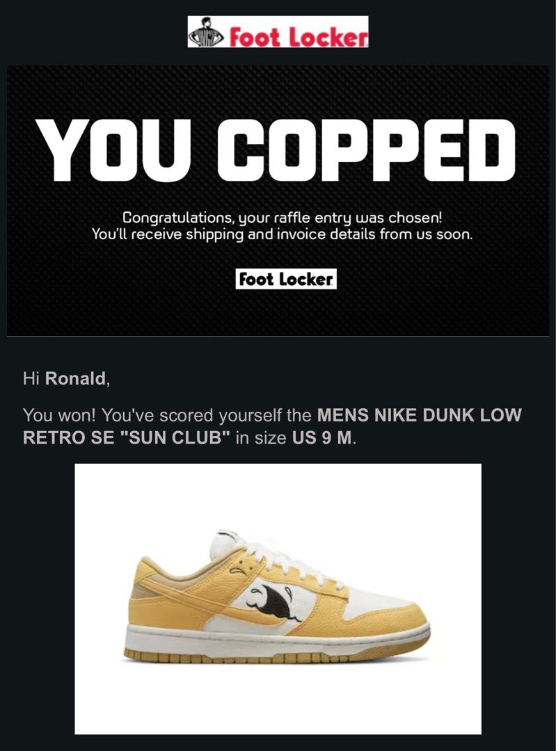 Nike dunk low retro SE SUN CLUB US mens 9 BNDS copped from footlocker sg
