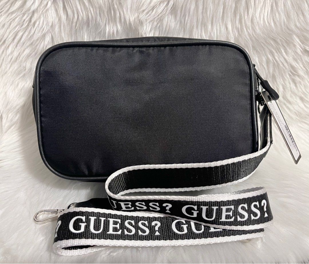 Original Guess Black Nylon Crossbody Camera Bag, Women's Fashion, Bags