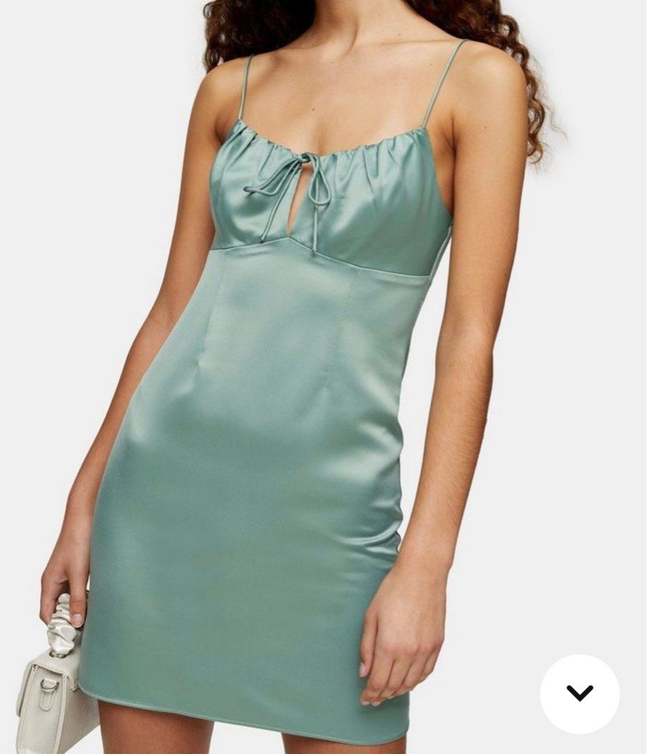 Original Topshop Sage Green Satin Slip Dress in size US 4 Women s