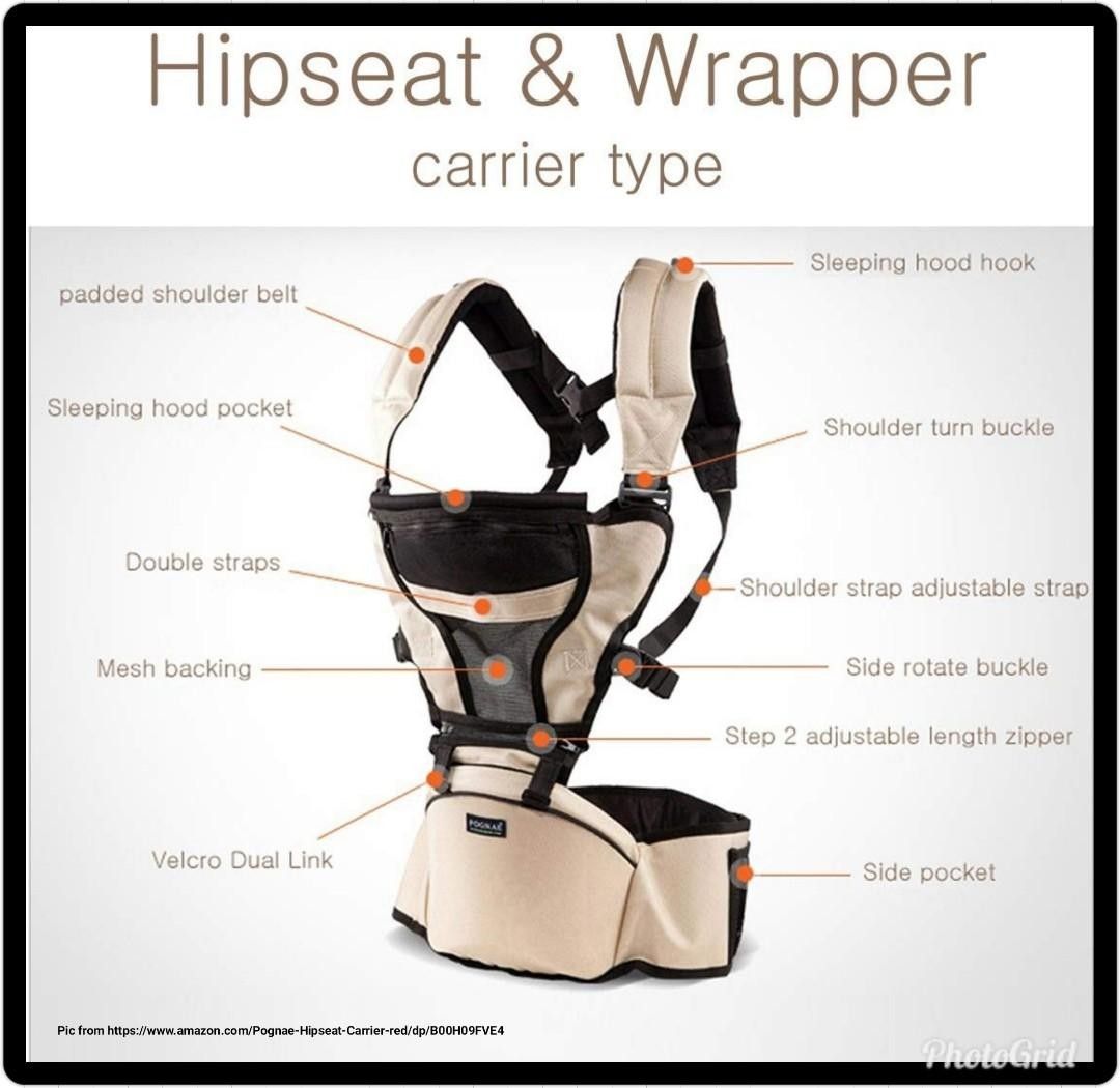 Pognae 3 in 1 Hipseat Baby Carrier in Denim (Made in Korea), Babies