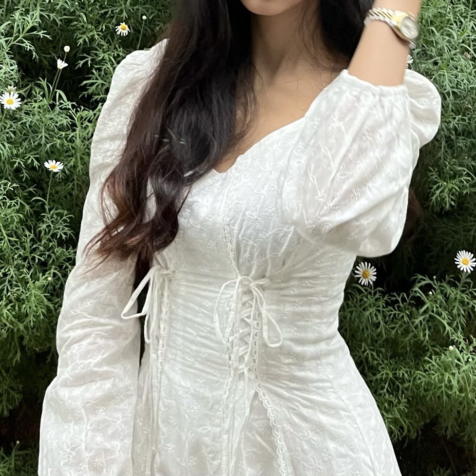 Pomelo white long sleeve dress, Women's Fashion, Dresses & Sets, Dresses on Carousell