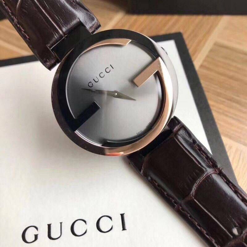 PREORDER ORIGINAL GUCCI INTERLOCKING G BLACK DIAL BROWN LADIES