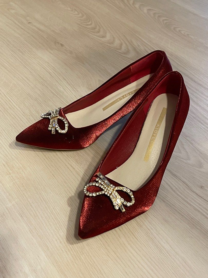 Red kitten discount heel court shoes