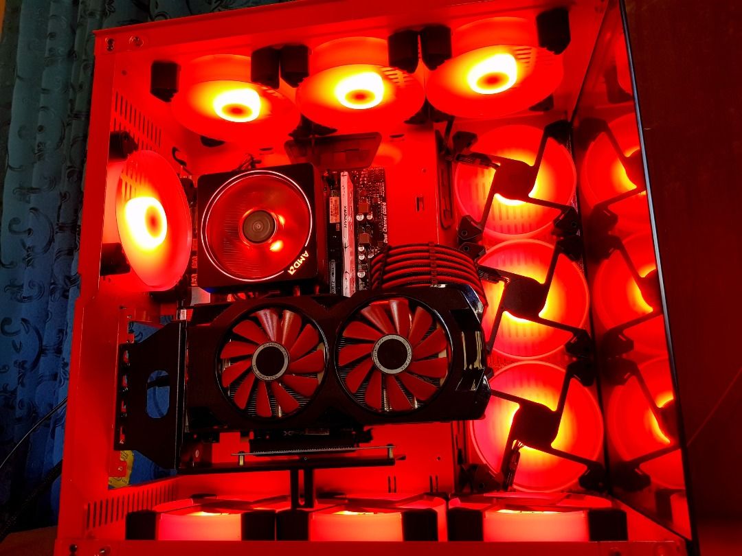 Ryzen 5 Gaming Rig with 8 GB GPU Desktop PC System Unit In Red Coolman ...