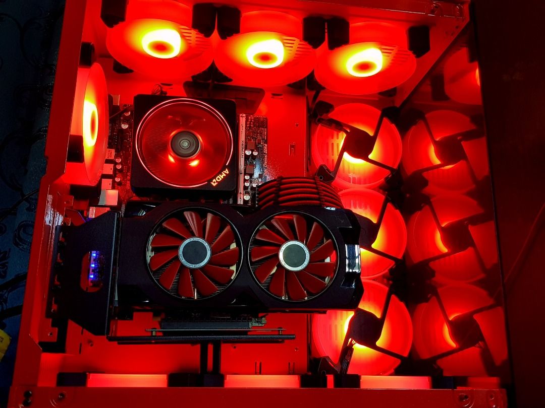 Ryzen 5 Gaming Rig with 8 GB GPU Desktop PC System Unit In Red Coolman ...