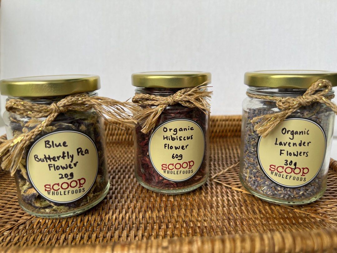 Scoop Wholefoods Herbal Teas blue pea flower, hibiscus petals