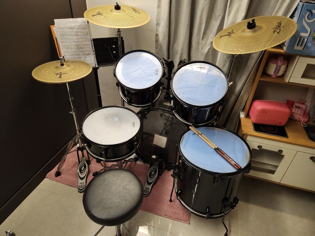 Selling Carlos drums etc with low noise cymbals (full set), Hobbies