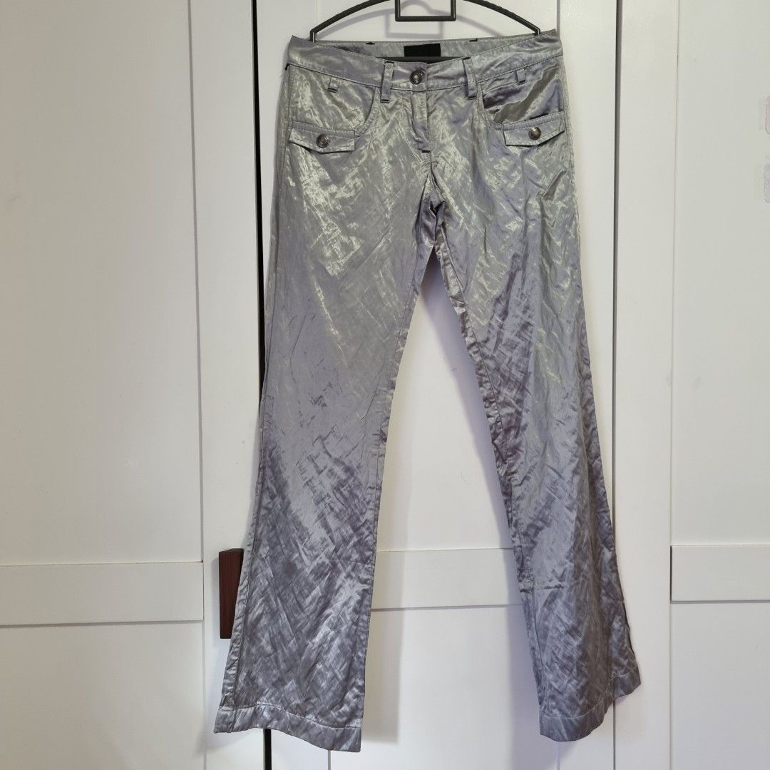 Silver metallic leggings pants, Women's Fashion, Clothes on Carousell