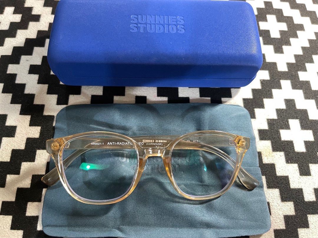 Sunnies Studios Anti-Radiation Glasses (Category: Sunglasses & Eyewear) located in Rizal. Submitted by docdeclutter (Listing ID 1197216818, Image 1). Description: Sunnies Studios Anti-Radiation Eyeglasses Neo (Cornhusk) Brand new. Never used RFS: decluttering.
