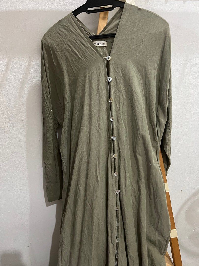 Sage Green Chanderi Tissue Kaftan with slip