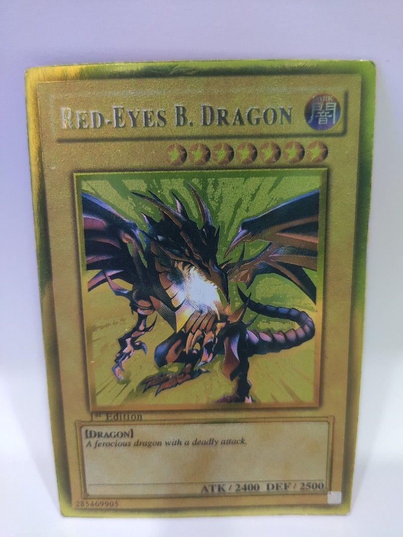 Yugioh card Red Eyes Black Dragon Gold 1st edition, Hobbies & Toys