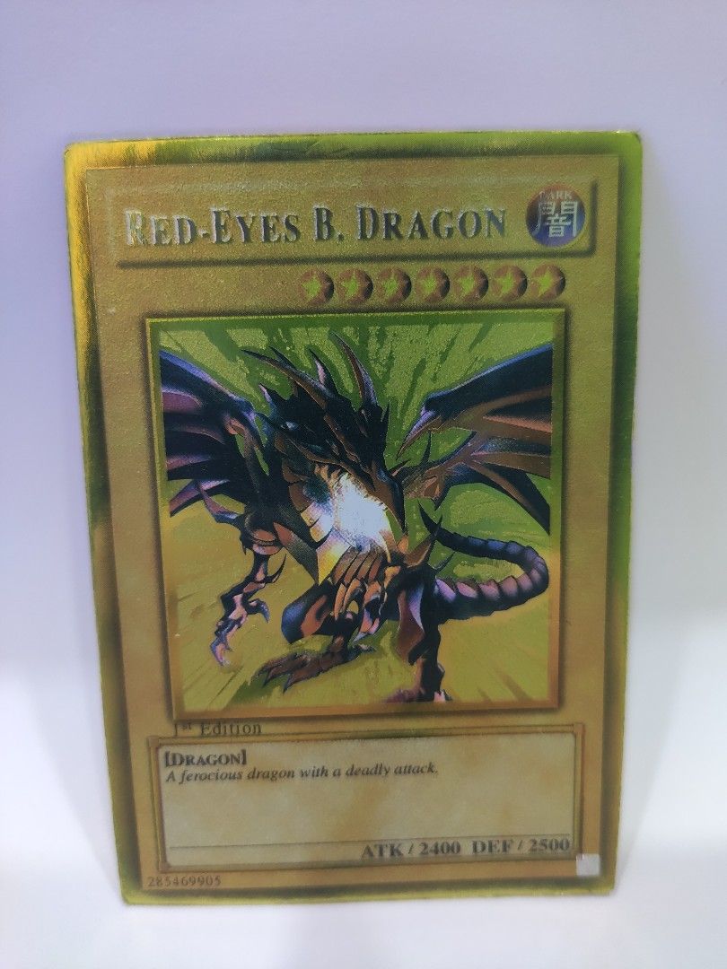 Yugioh card Red Eyes Black Dragon Gold 1st edition, Hobbies & Toys