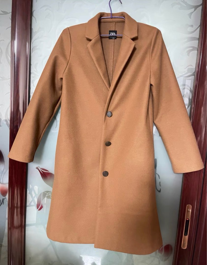 Zara Khaki Wool Coat, Women's Fashion, Coats, Jackets and Outerwear on