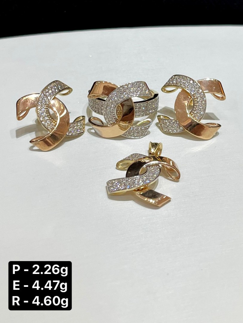 CHANEL, Jewelry, 8k Chanel Two Tone Real Gold Earrings