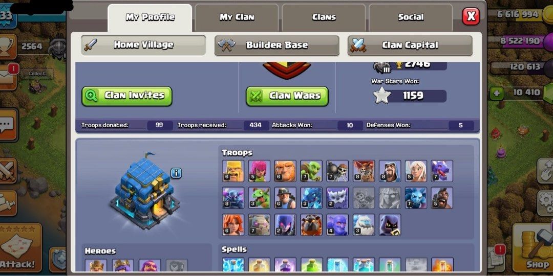 40 Clash of Clans TH12 FULLY STACKED EXP133 WITH 10K GEMS AND 2K