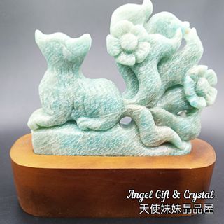 🦊💘水晶九尾狐仙摆件 Nine-tailed Fox Fairy Ornaments with wooden Stand  Collection item 2
