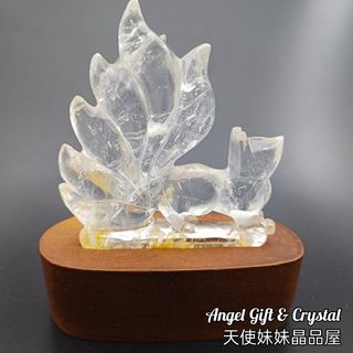 🦊💘水晶九尾狐仙摆件 Nine-tailed Fox Fairy Ornaments with wooden Stand  Collection item 1