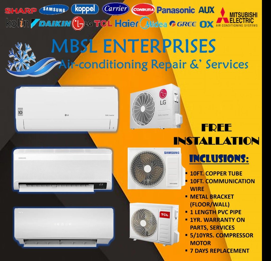 AFFORDABLE PRICE SPLIT TYPE AIRCON WITH FREE INSTALLATION, TV & Home