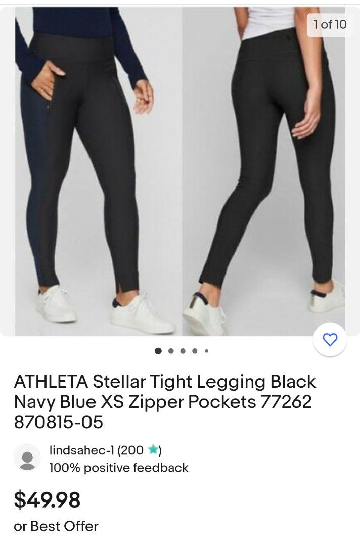 Athleta Stellar Tight Legging Black/Navy Blue, Women's Fashion, Activewear  on Carousell