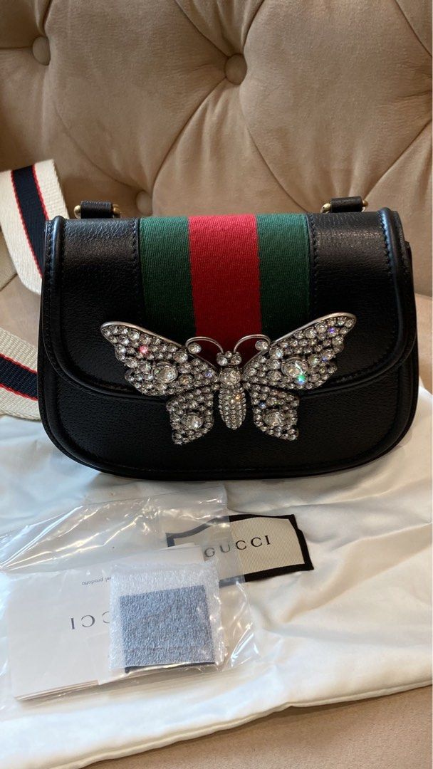 $3490 Gucci Ivory Leather Butterfly Totem Medium Top Handle Bag s 505344  9674