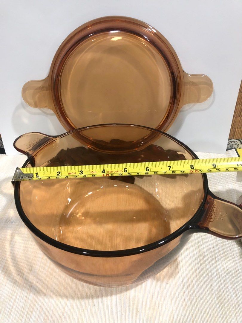 Casserole Ronde En Verre Fumé Vision Corning France 1,5L - Vintage Cuisine Française