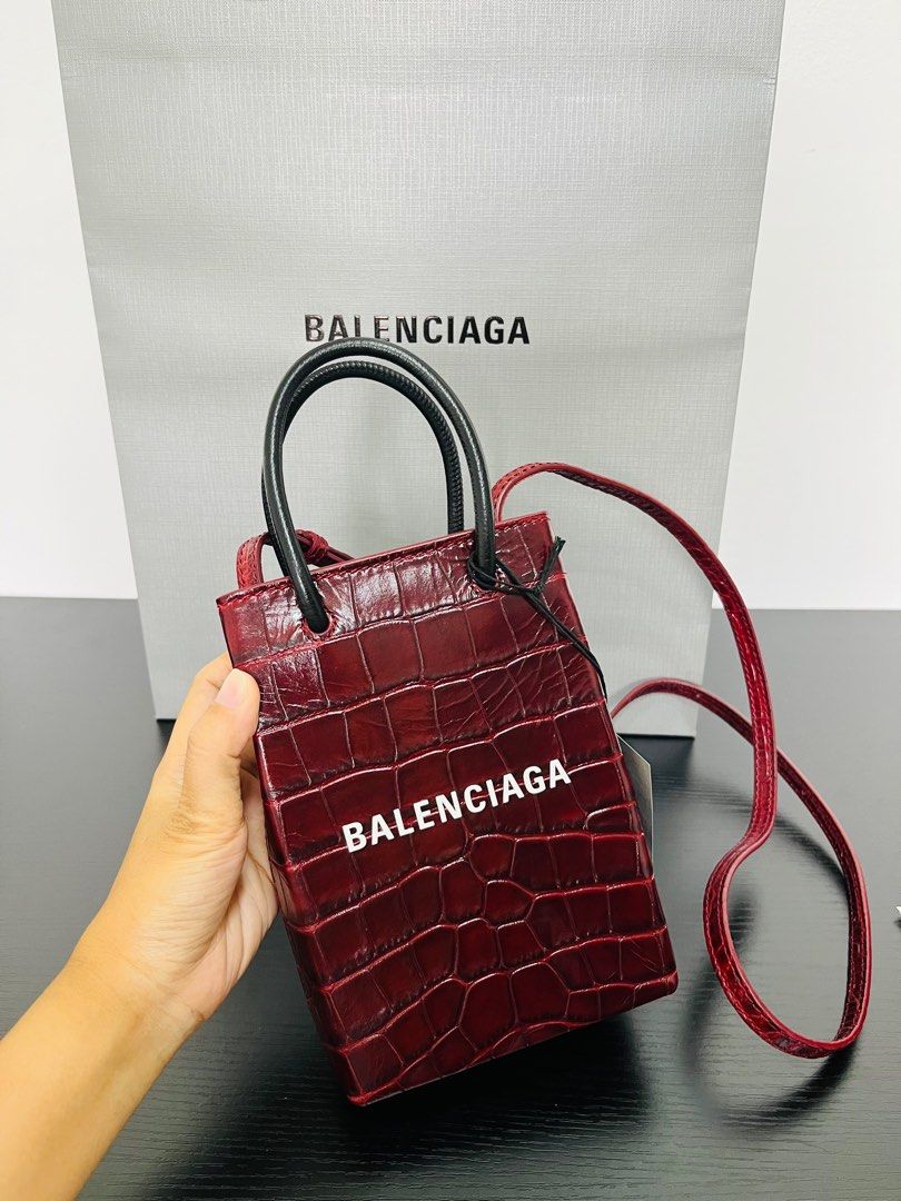 Balenciaga phone holder bag  CROCODILE EMBOSSED IN BLACK Womens Fashion  Bags  Wallets Crossbody Bags on Carousell