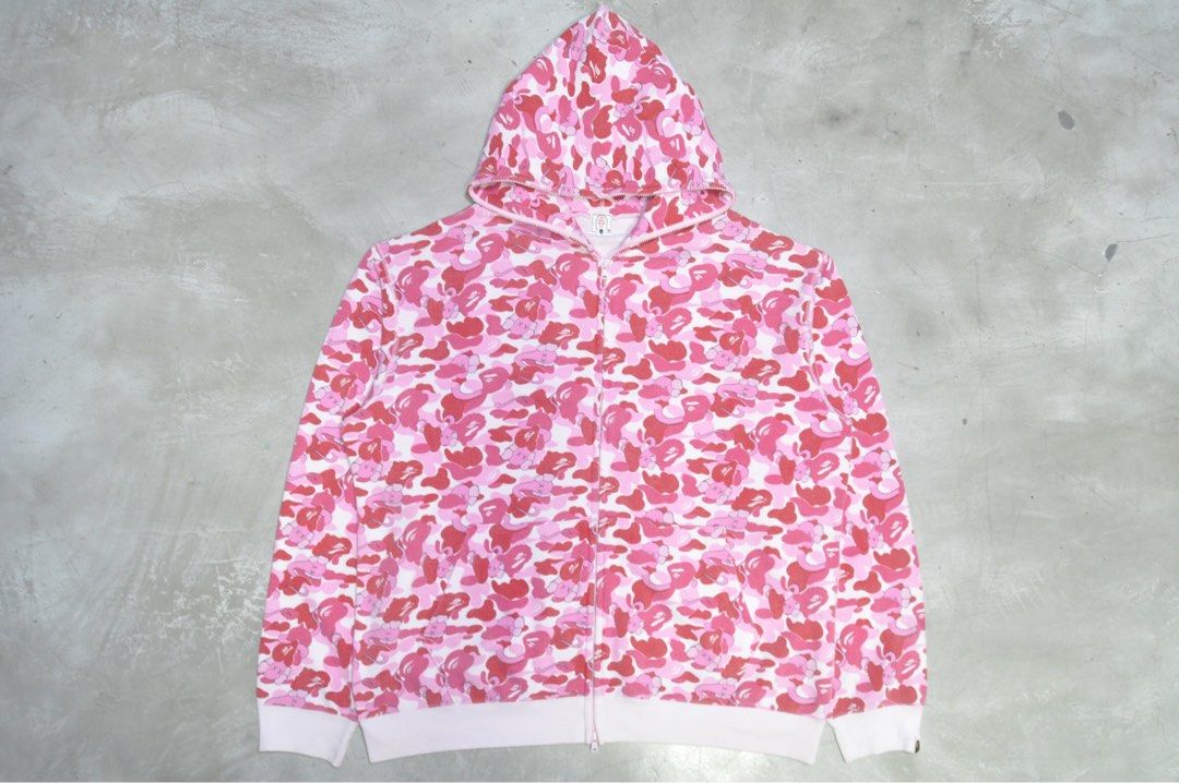 Bape Kaws 2005 Pink Bendy ABC Camo Full Zip Hoodie Men s
