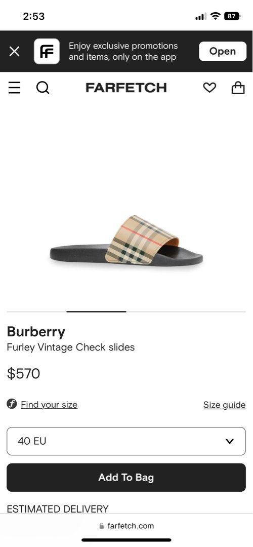 Burberry Furley Vintage Check Slides US 7, Men's Fashion, Footwear,  Flipflops and Slides on Carousell