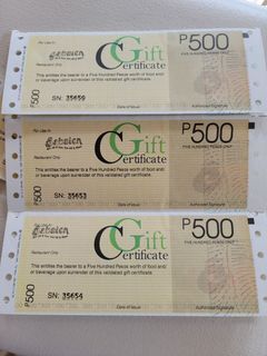 Cabalen Gift Certificate Php500 worth