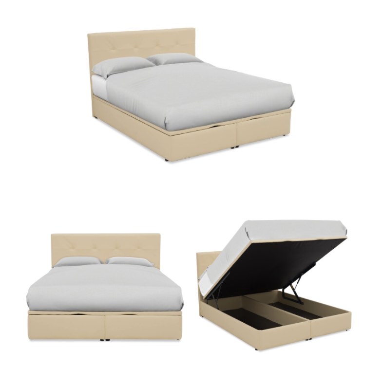 Carl Faux Storage Bed Frame King Size, Furniture & Home Living