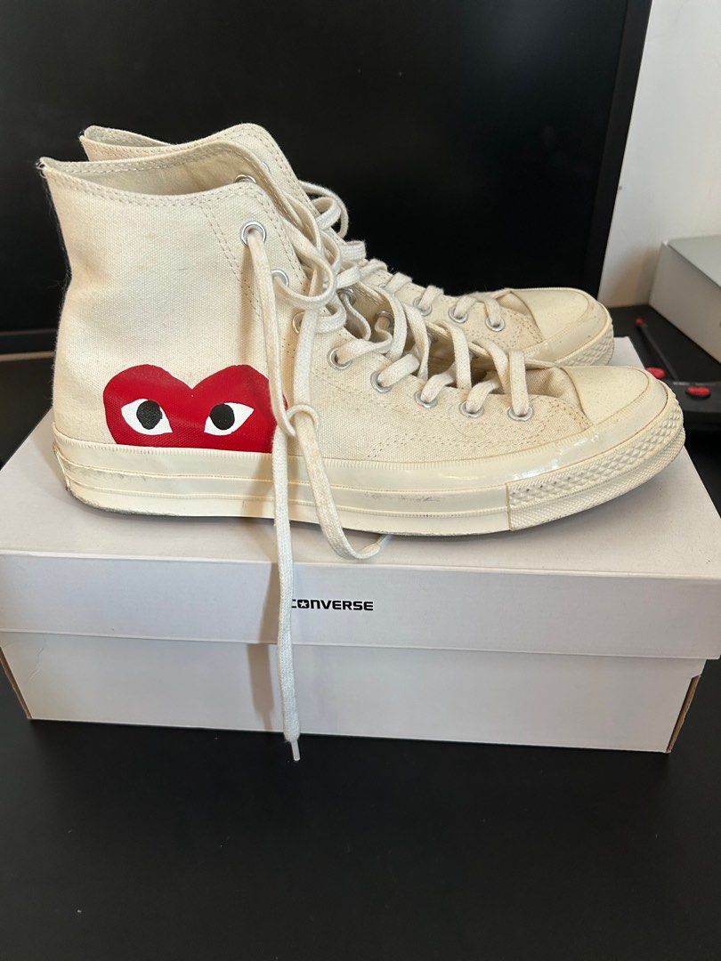 CDG Converse white high tops Men s Fashion Footwear Sneakers on Carousell