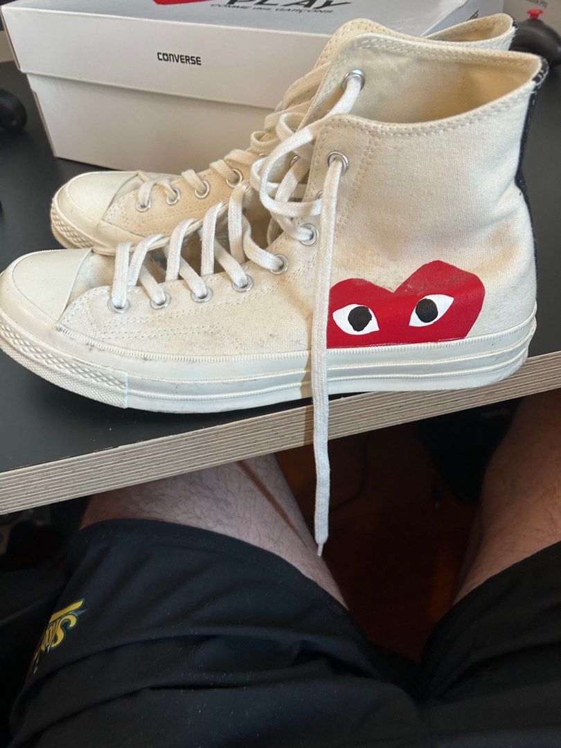 CDG Converse white high tops Men s Fashion Footwear Sneakers on Carousell