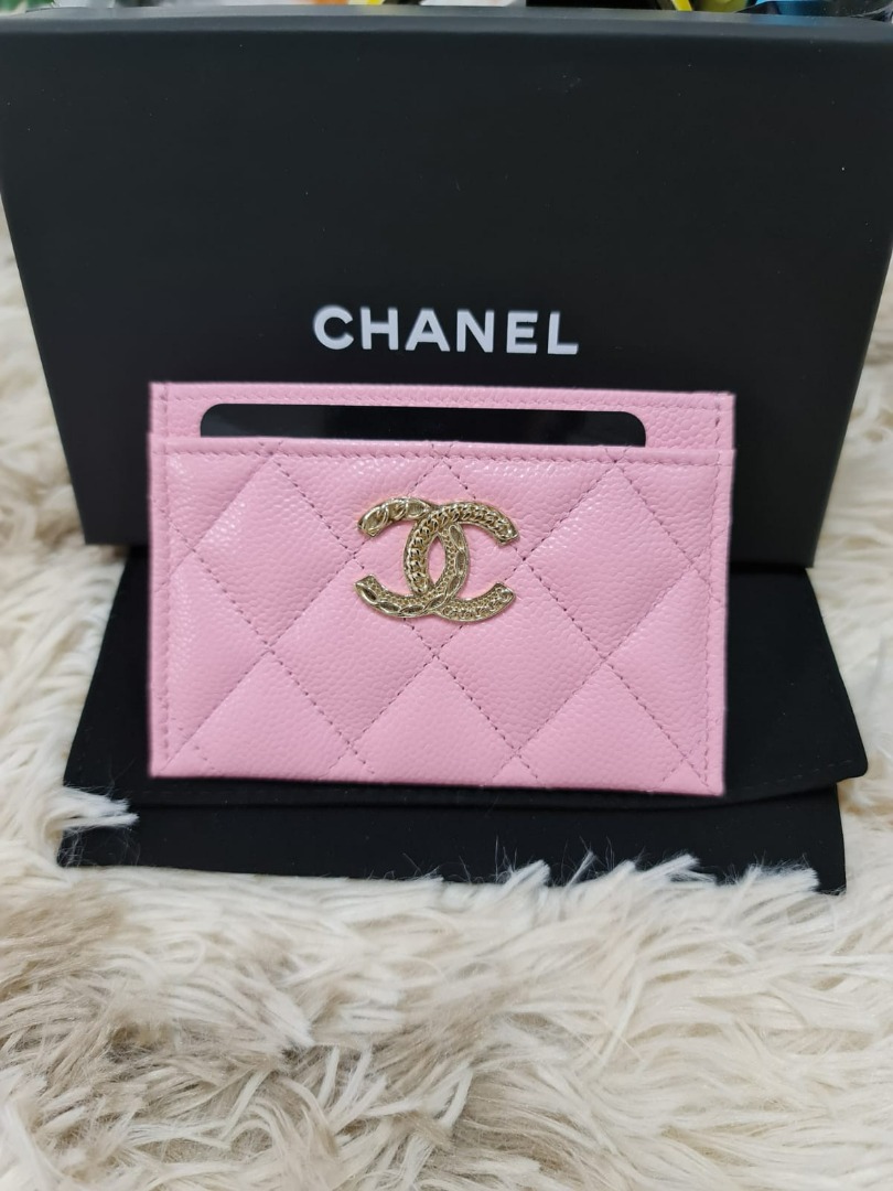 CHANEL 22K CARD HOLDER - PINK GHW, Luxury, Bags & Wallets on Carousell