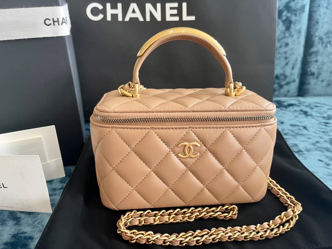 Chanel Top Handle Vanity 22B Lambskin in Caramel GHW (great price