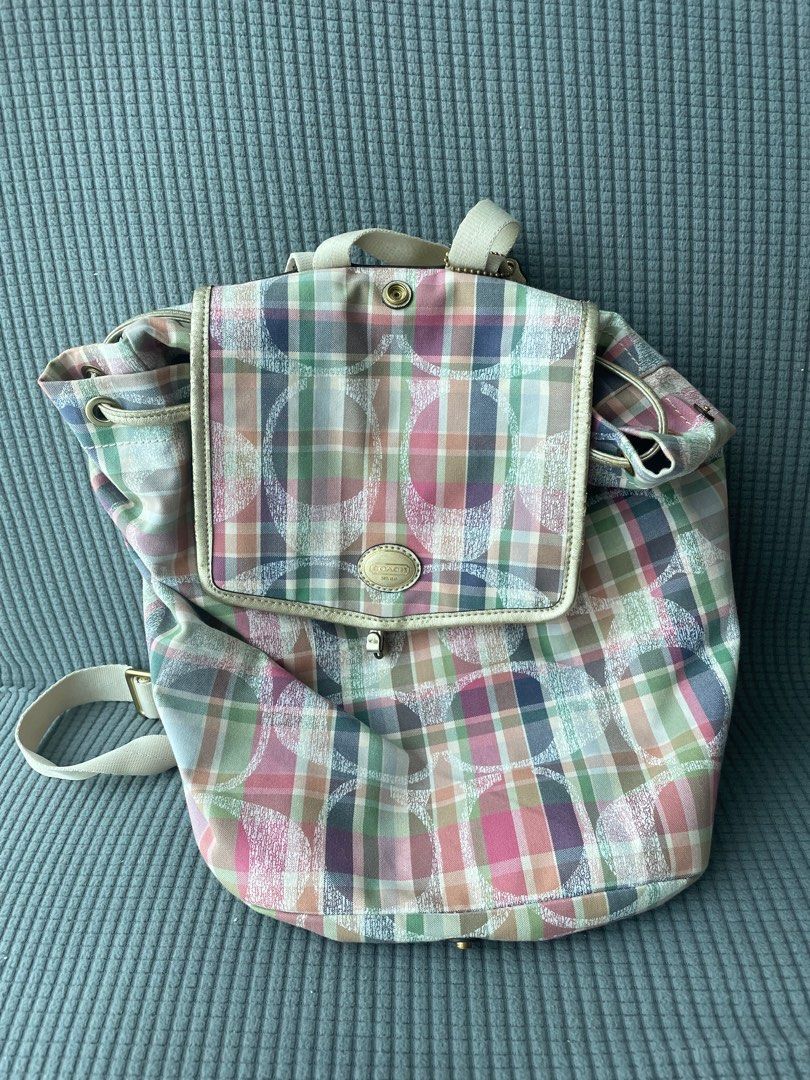 Coach plaid backpack store