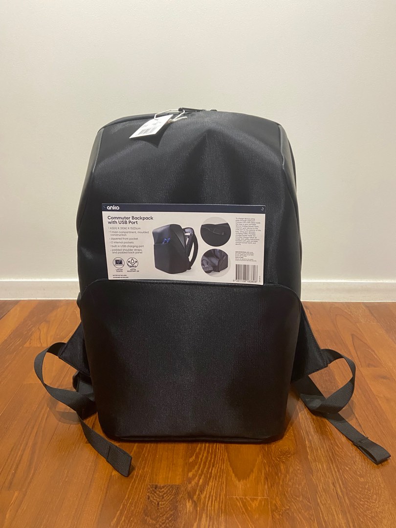 Commuter Laptop Backpack with USB Port by Anko (KMart), Computers