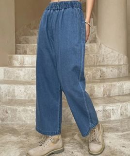  dark blue elastic jeans