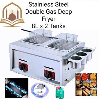 DEEP FRYER GAS DOUBLE TANK 8L+8L BRAND NEW MURAH