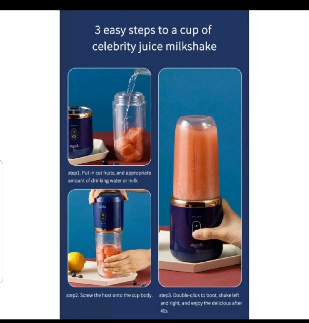 PINK DEERMA BLENDER PORTABLE JUICER PRELOVED, TV & Home Appliances