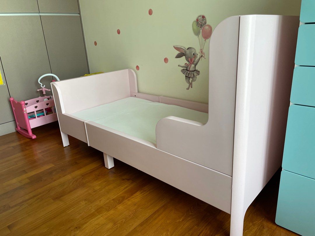 Extendable bed Ikea Busunge with mattress, Babies & Kids, Baby Nursery & Kids Furniture