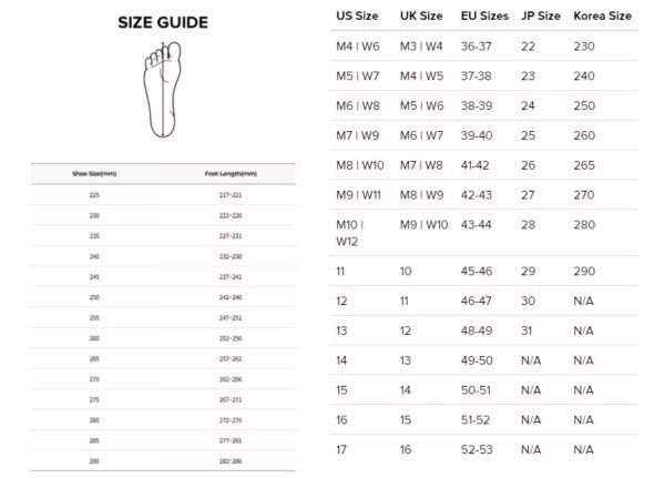 Fila size chart store shoes korea