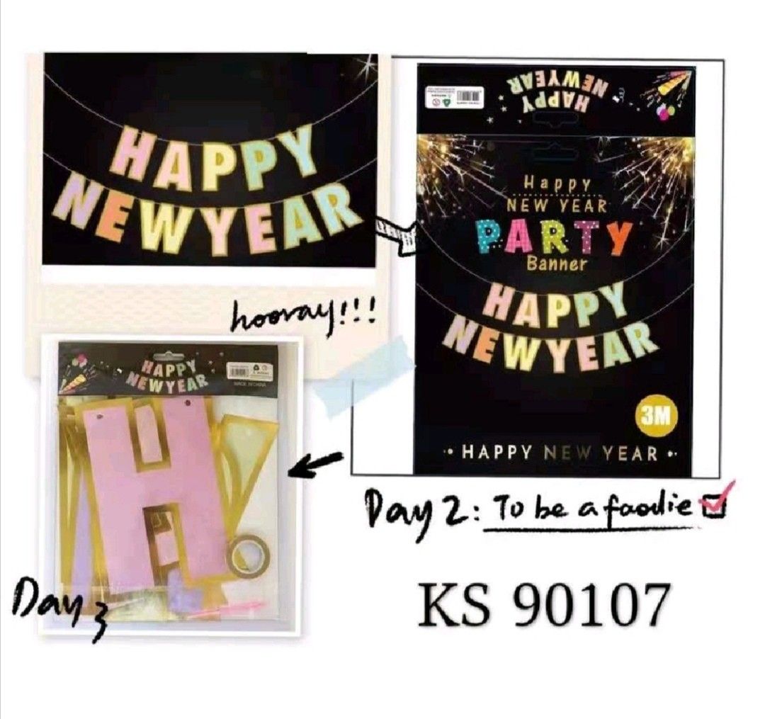 HAPPY NEW YEAR BANNER (Category: Occasions & Party Supplies) located in Mandaluyong City. Submitted by kookiejoyz (Listing ID 1197480518, Image 2). Description: 7 DESIGN AVAILABLE ALSO. AVAILABLE: 2023 FOIL BALLOON 18INCH HNY FOIL BALLON BIG WINE/GLASS FOIL BALLOON CURTAIN FOIL MOP:GCASH.